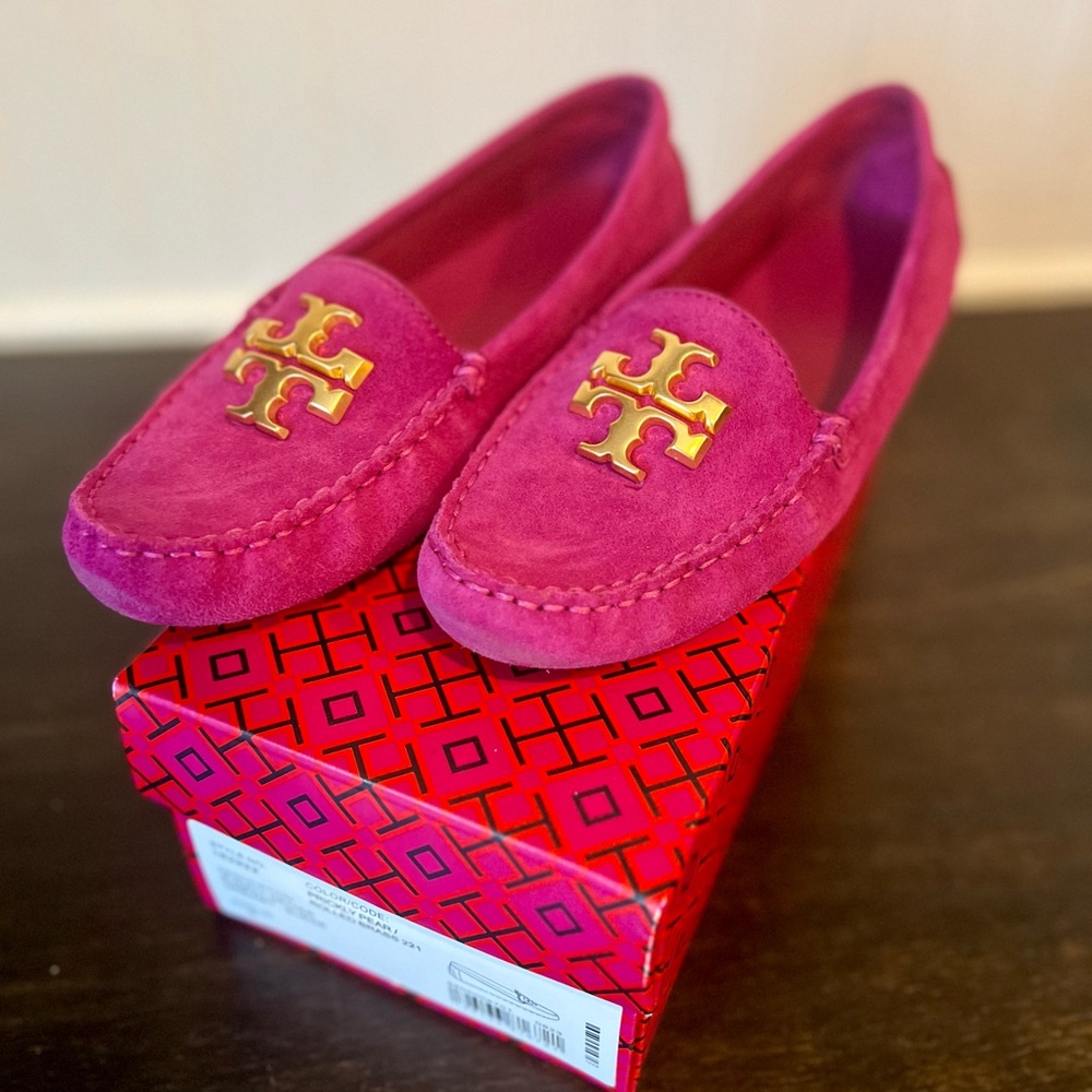 Tory Burch pink suede driver